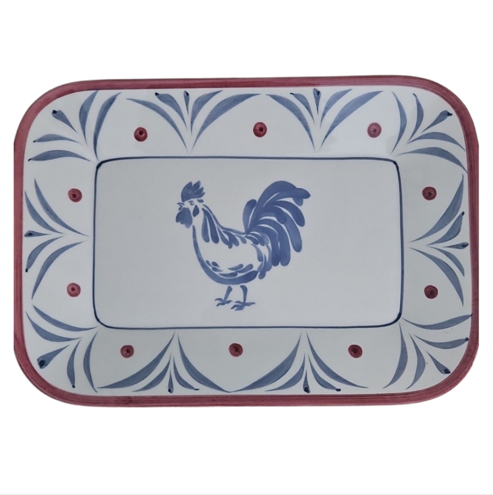 Pereiras Made in Portugal Ceramic Rooster Decorative Serving Tray